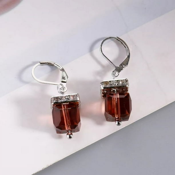 Shiny Zircon Stone Hoop Drop Earrings 925 Silver Plated Party Holiday Decor For Women Girls Gift 1Pair