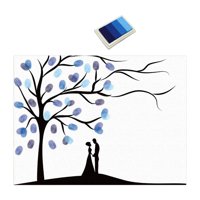 Magideal - Lienzo De Dactilares Libro De Visitas De Boda Único Aniversario Versátiles Crafting Hermoso Telón De Fondo Decoración De Graffiti De Bricolaje Azul