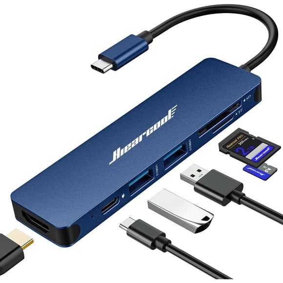 Hub USB-C Hiearcool 7 en 1 HDMI 4K 100 W PD para MacBook