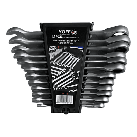 Genérico - Juego De Llaves Punta Corona Chicharra Rachet 12 Piezas Yofe Color Plateado