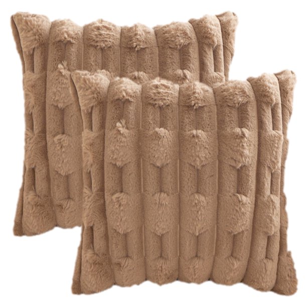 REGALWOVEN Paquete de 2 Fundas de Cojín Juego Fundas de Almohada Estilo Rústico Funda de Cojín de Lujo Suave para Decoración del Hogar Marrón 16" x 16"