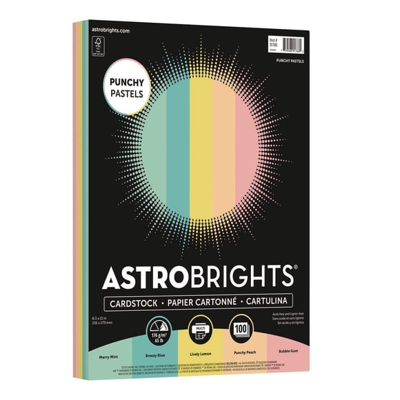 Cartulina Astrobrights 21,6 x 27,9 cm 65 lb 100 hojas