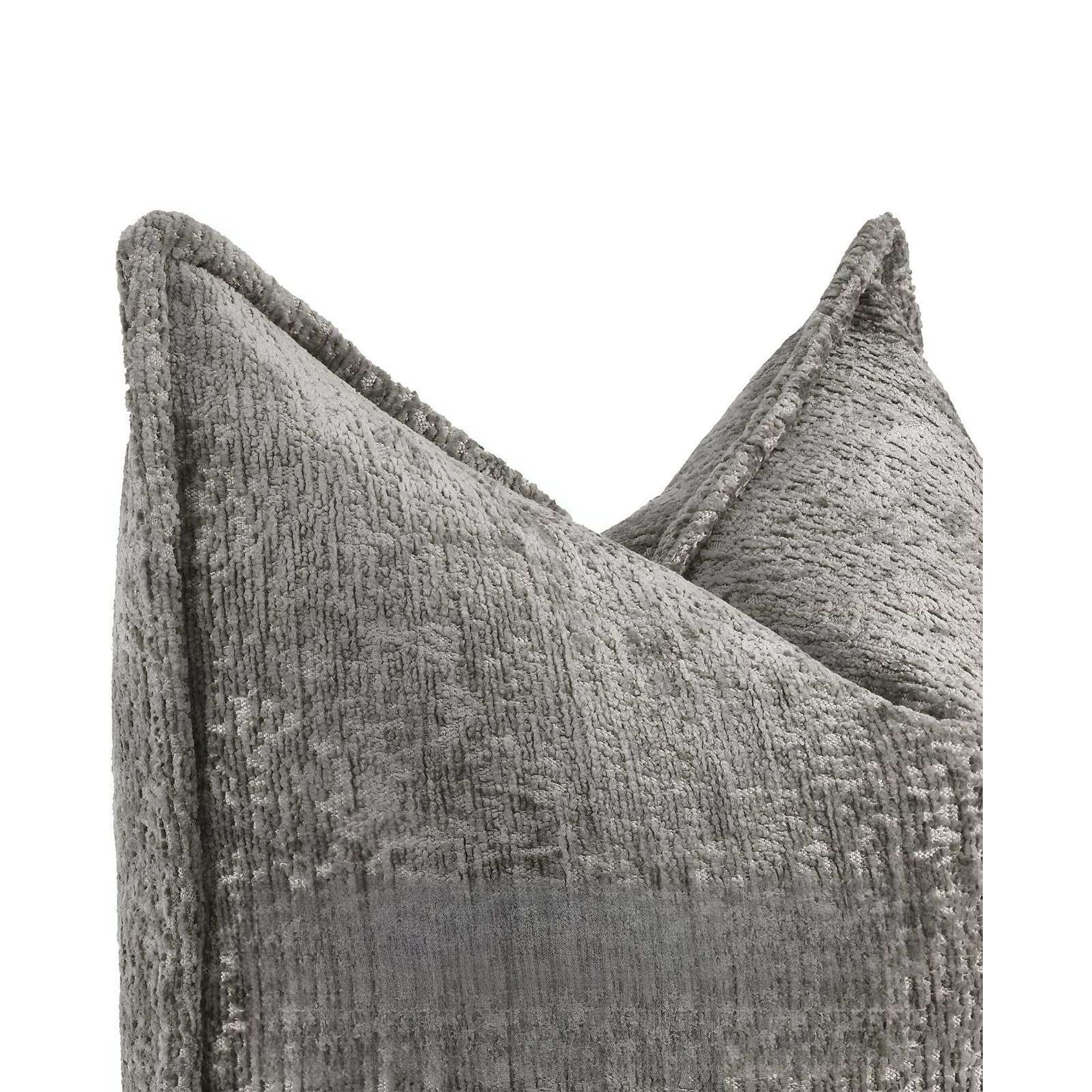 Genérico - Set De 2 Fundas De Cojin Chenille 45x45 Gris