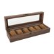 thumbnail image 1 of Caja De Reloj De Madera De Lujo Para Hombre, Caja Organizadora De Anillos De Joyería, Tapa De Cristal, 6 Rejillas, 1 of 5