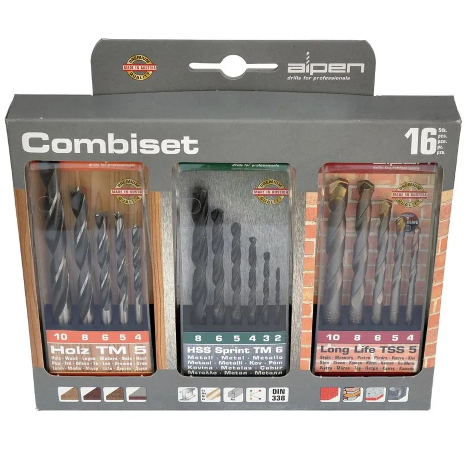 Alpen - Set Brocas (16) Madera / Metal / Muro Tm5 / Tm6 / Tss5