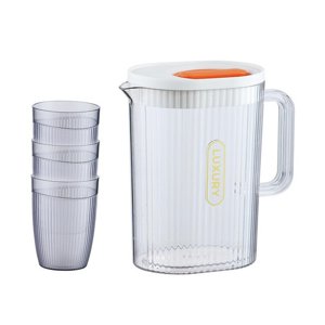Magideal - Jarra De Agua Resistente Al Calor Para , Jarra De Agua Con Tapa , Blanco Tazas Blanco Con 3 Tazas