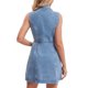 thumbnail image 3 of Vestido Mini de Mezclilla sin Mangas con Botones y Cuello en V de Verano para Mujeres INSPIRE CHIC L Azul Claro, 3 of 6