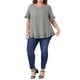 thumbnail image 2 of Agnes Orinda Blusas de Cuadros Informales con Botón Trasero, Cuello Redondo y Mangas con Volantes para Mujer de Talla Grande, Estilo Escolar Universitario de los Años 50, 4X Negro, 2 of 6