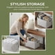 thumbnail image 4 of Gran contenedor de tela con asas para estantes de armario, 3 piezas de cesta de almacenamiento plegable para organizar ropa y libros, color marrón claro 13.8*9.8*7.9in, 4 of 6