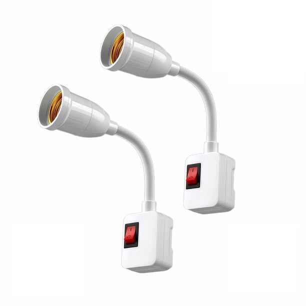 Extensión de portalámparas RyanDesign, paquete de 2, cuello flexible con encendido/apagado