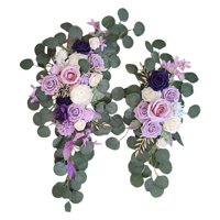 Magideal - Rústico Fake Rose Flower Swag Decorativo Hecho A Mano Colgante Artificial Flower Swag Para Centro De Mesa Telón De Fondo Mesa Arbor , Púrpura 80Cmx50Cm
