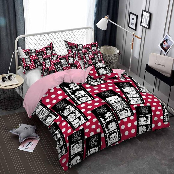 Ste-X Bedding , BETTY BOOP Duvet Cover Set and 2 Pillowcases , 3 Piece Soft Fluffy Bedding Set with Zipper