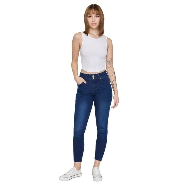 Jeans Mujer High Waist 2 Botones Azul Oscuro Corona