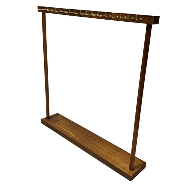 Soporte para exhibición de collares, ganchos colgantes de madera, base antideslizante, soporte moderno para exhibición de joyas, colgador de collares 18 ganchos