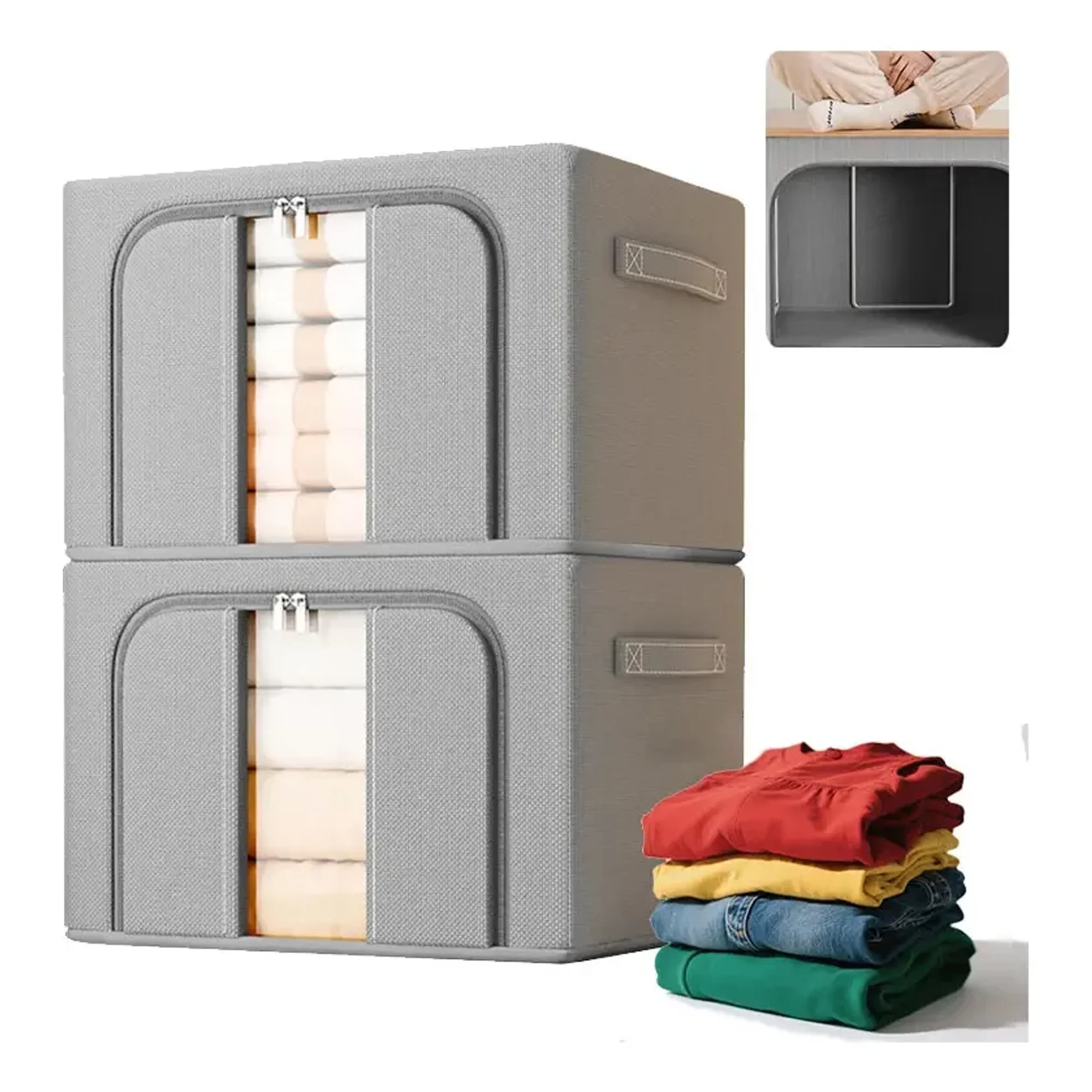 Linastore - Caja Organizadora De Ropa Plegable Closet Espacio 100 L