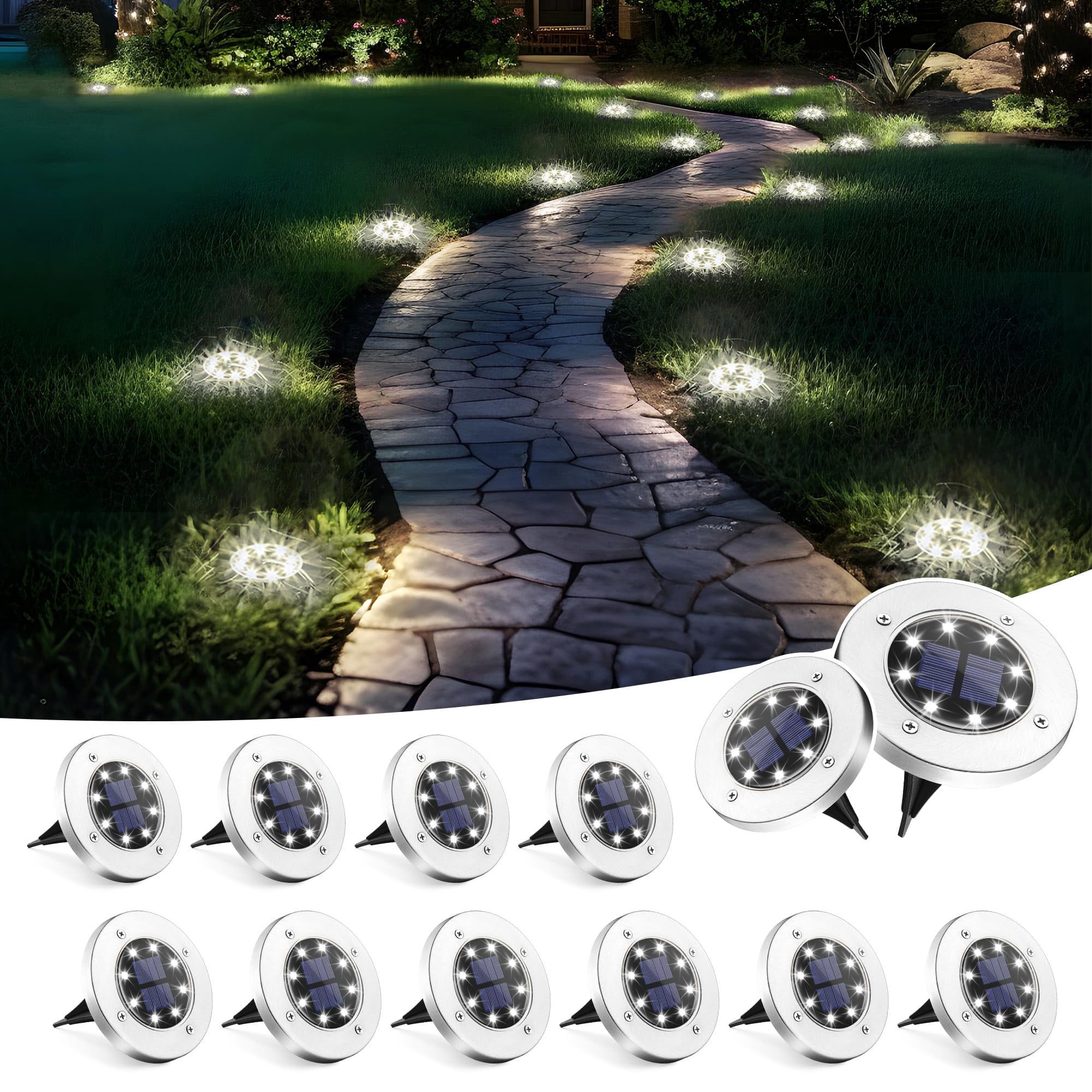 Luces Solares Solpex A Prueba De Agua, 12 Unidades, Para Exteriores (color Blanco Frío)