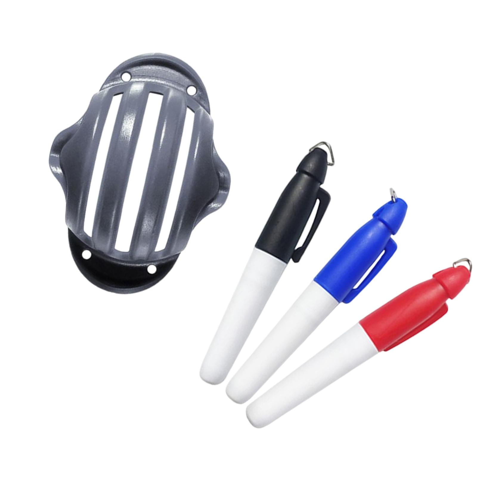 Ioensy - Plantilla De Herramienta De Alineación De Dibujo De Línea De Marcador De Línea De Pelota De Golf Con Rotuladores Negros Con 3 Bolígrafos