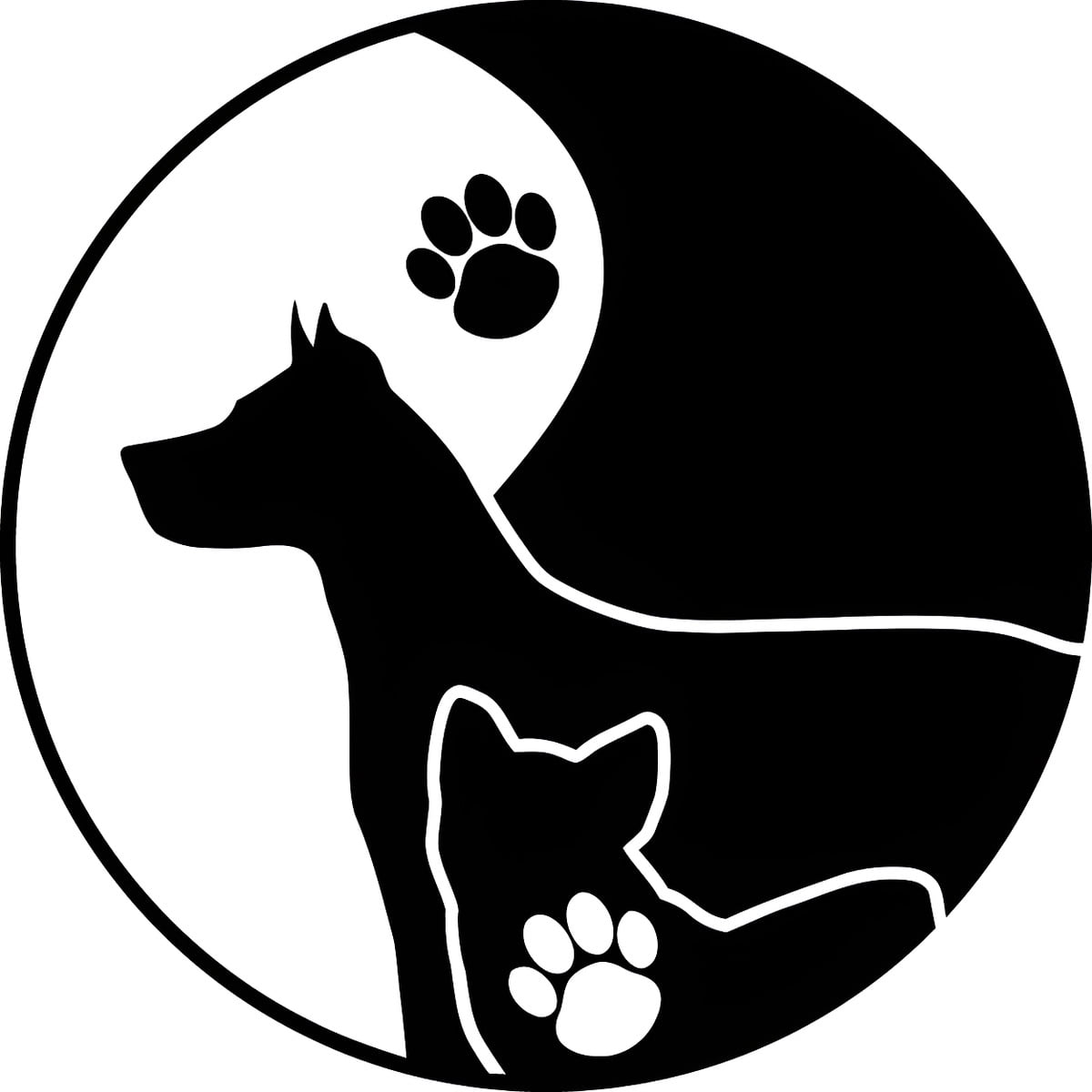 Rienda Libre - Sticker Yin Yang Gato Perro Pata Huella Auto Camioneta