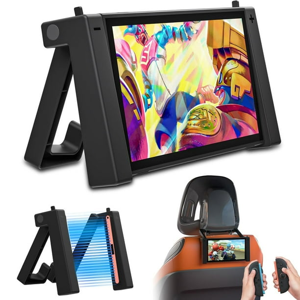 Soporte para reposacabezas de coche y mesa para Nintendo Switch 2: soporte ajustable con agarre antivibraciones, soporte portátil plegable para viajes por carretera, avión y juegos en casa