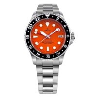 Reloj Ratio Freediver Gmt Series Automático Zafiro Acero Inoxidable Esfera Naranja Rtf055 200M Para Hombre