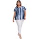 thumbnail image 2 of GRACE & GRANDEUR Blusas de Talla Grande para Mujeres con Mangas Cortas con Volantes, Camisetas de Escuela y Universidad, Escote en V, Plisadas, Tinte Anudado, 4X Azul Oscuro, 2 of 7