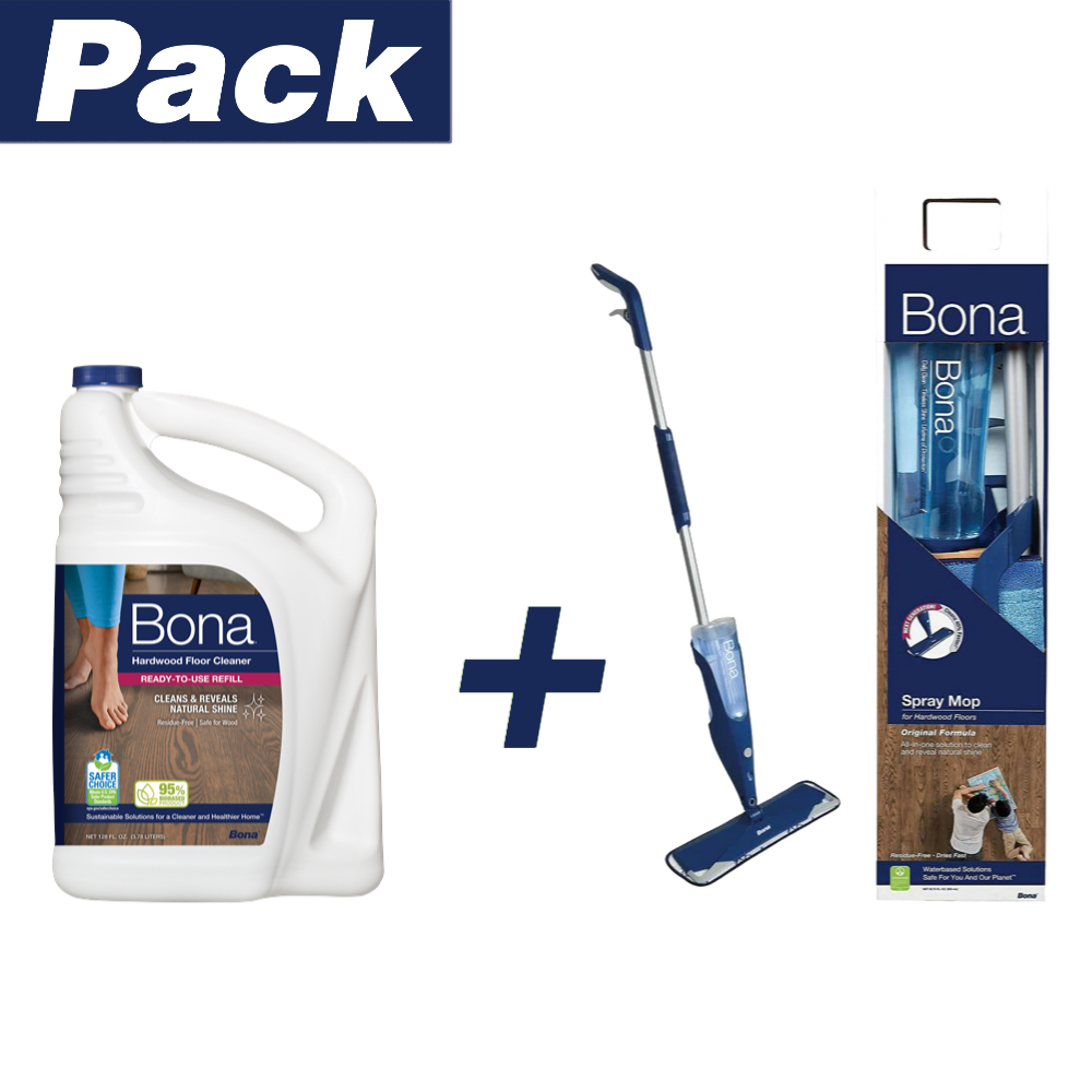 Pack Mopa Premium + Limpiador Piso De Madera 3.78 Lts Bona