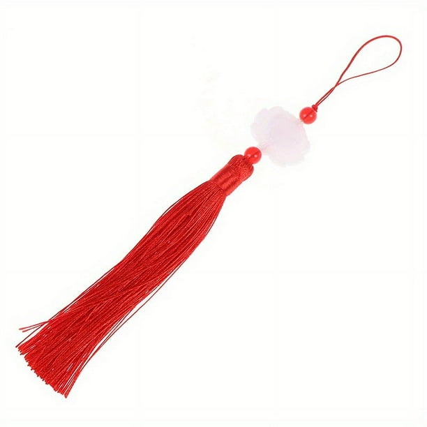 Add a Touch of Elegance to Your Crafts with this Chinese Retro White Jade Lotus Tassel Fringe DIY Alloy Accessory
