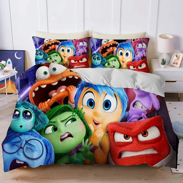 Inside Out Bedding Set Cartoon Disgust Bedding 2/3pcs Sets Duvet Cover Anime Bedroom Bedclothes Pillowcases Bed Sheets