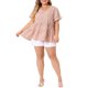 thumbnail image 1 of Agnes Orinda Blusa de Mujer Talla Grande Boho Floral Cuello en V Mangas con Volantes Blusas Babydoll en Capas 4X Rosa, 1 of 8