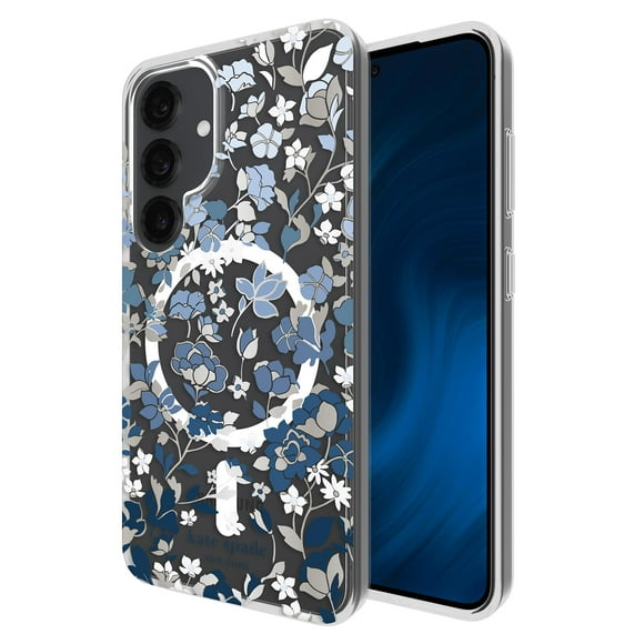 Funda Kate Spade New York para Samsung Galaxy S25 - [Carga magnética e inalámbrica] - Funda de diseño - Gemas azules floreadas