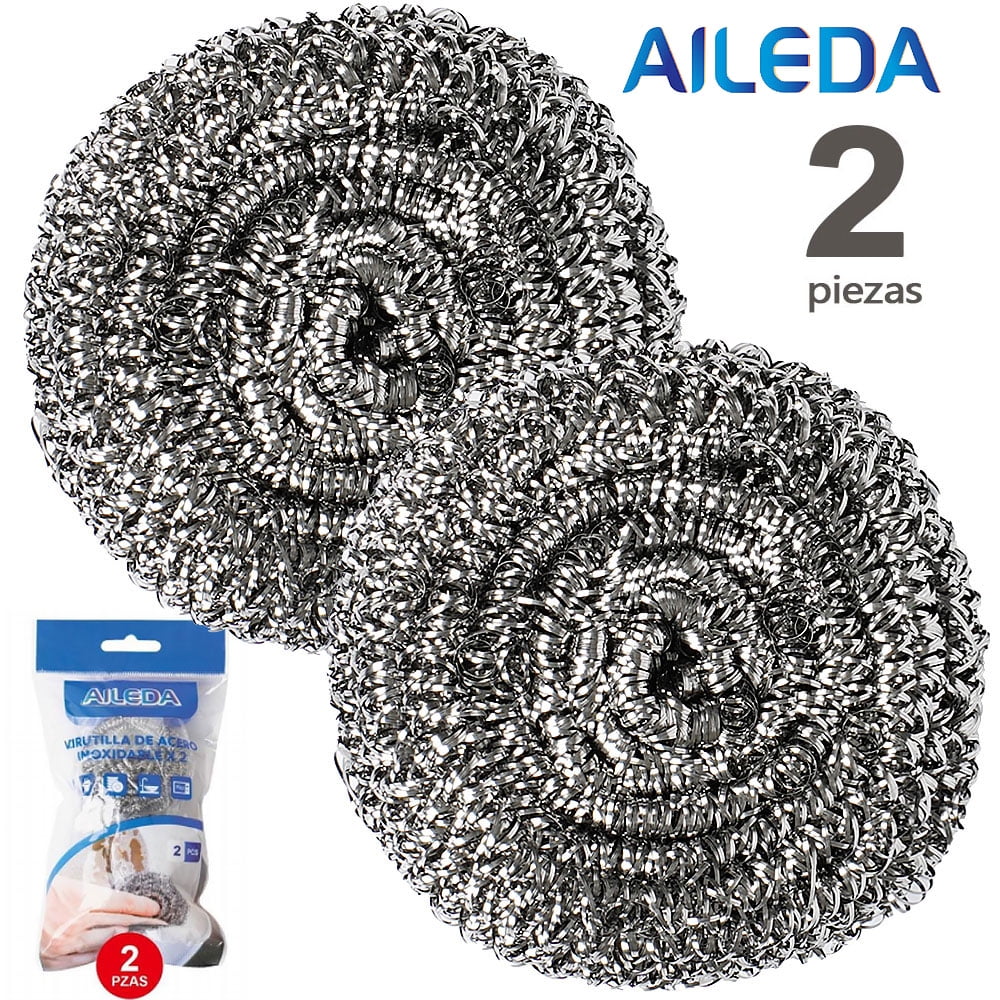 Set 2 Virutilla Aileda Esponja De Acero Para Olla Y Cocina