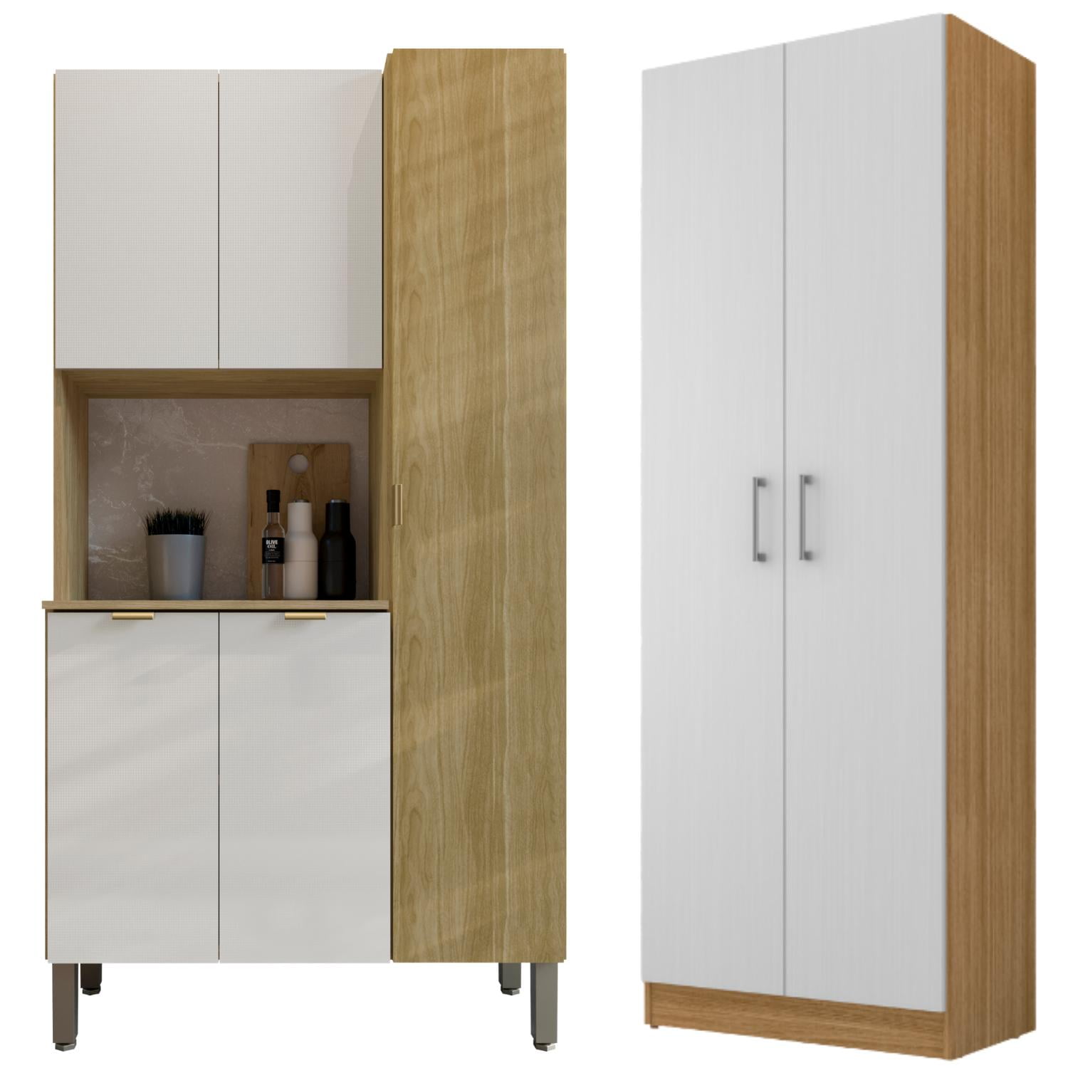 Movelaria - Combo Cocina Melissa + Alacena Multiuso Off White K0520 Blanco