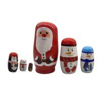 Bothyi - 5X Muñecas Matryoshka Navideñas Muñecas Coleccionables De Madera Para Mesa De Oficina