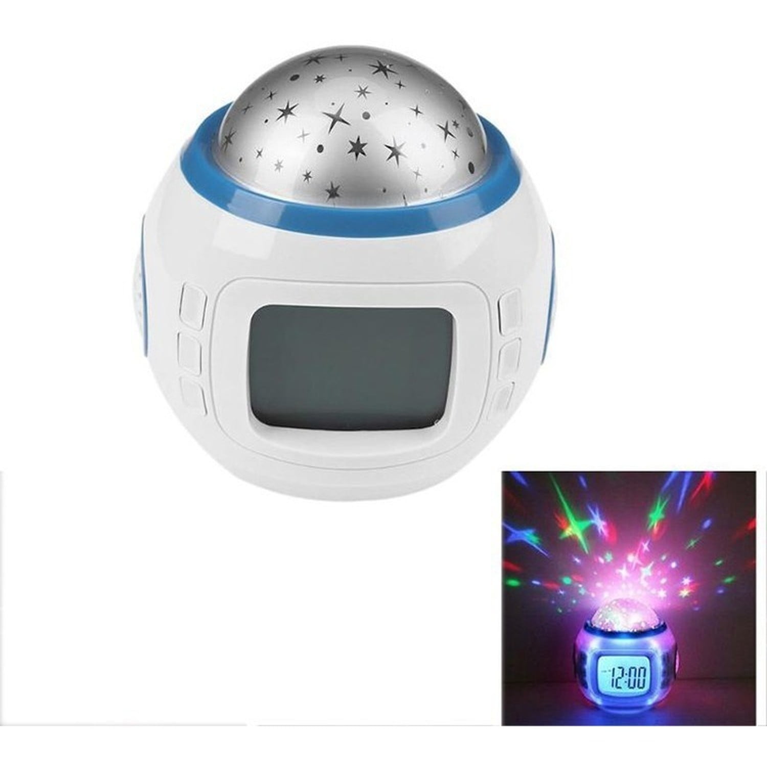 Genérico - Reloj Despertador Digital Proyector Estrellas Sonido Natural