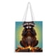 thumbnail image 1 of Mapache Bolso de tela con estampado de lienzo para mujer, bolsa de compras reutilizable y estética, con cremallera interior, regalo para mujer, 35 × 40 cm., 1 of 6