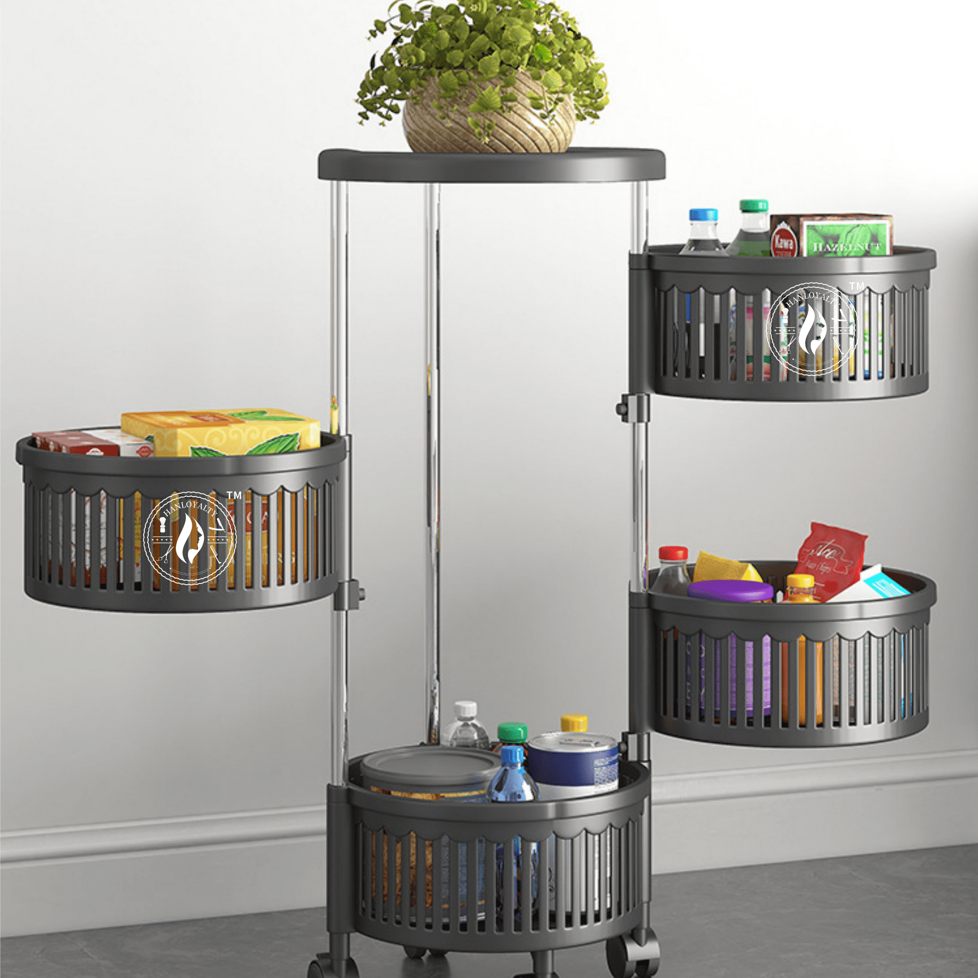 Mp - Carrito Organizador Verdulero Frutero Giratorio 4 Estantes