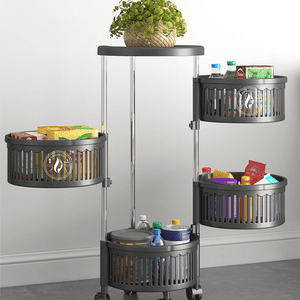 Mp - Carrito Organizador Verdulero Frutero Giratorio 4 Estantes