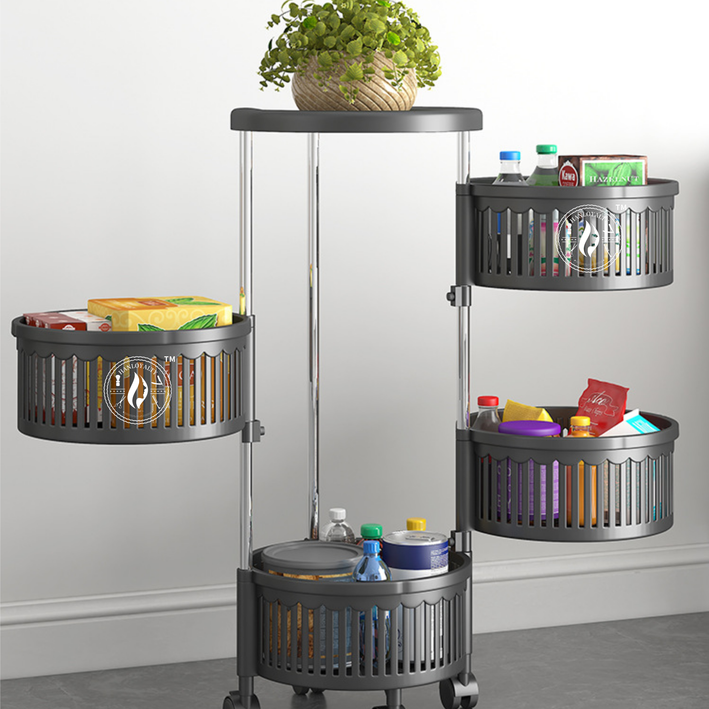 Mp - Carrito Organizador Verdulero Frutero Giratorio 4 Estantes