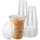 thumbnail image 1 of Vasos de plástico TashiBox de 16 onzas con tapas planas, 100 juegos, 100 unidades, transparentes, 1 of 9