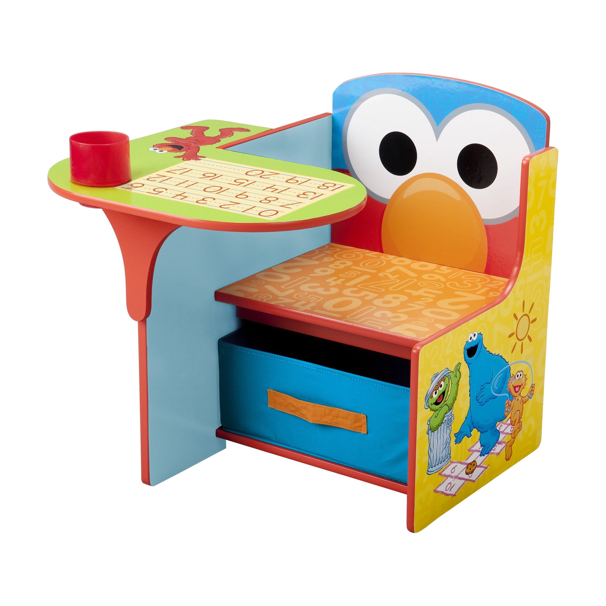 Delta Children - Escritorio Con Silla Para Niños Delta Sesame Street Con Canasto De Almacenamiento