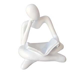 Magideal - Estatua De Pensador Abstracto De Estilo Nórdico, Colección De Adornos De Estante De Arte De Mesa, Escultura De Resina, Figurita Humana Para Decoración Blanco