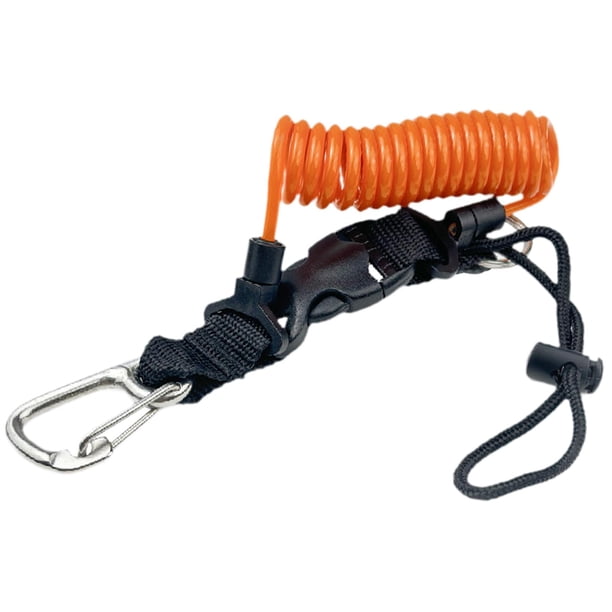 Cuerda de seguridad para buceo en espiral Cuerda de seguridad para buceo en Cuerda de seguridad para cámara para esnórquel Paletas de buceo a la Naranja