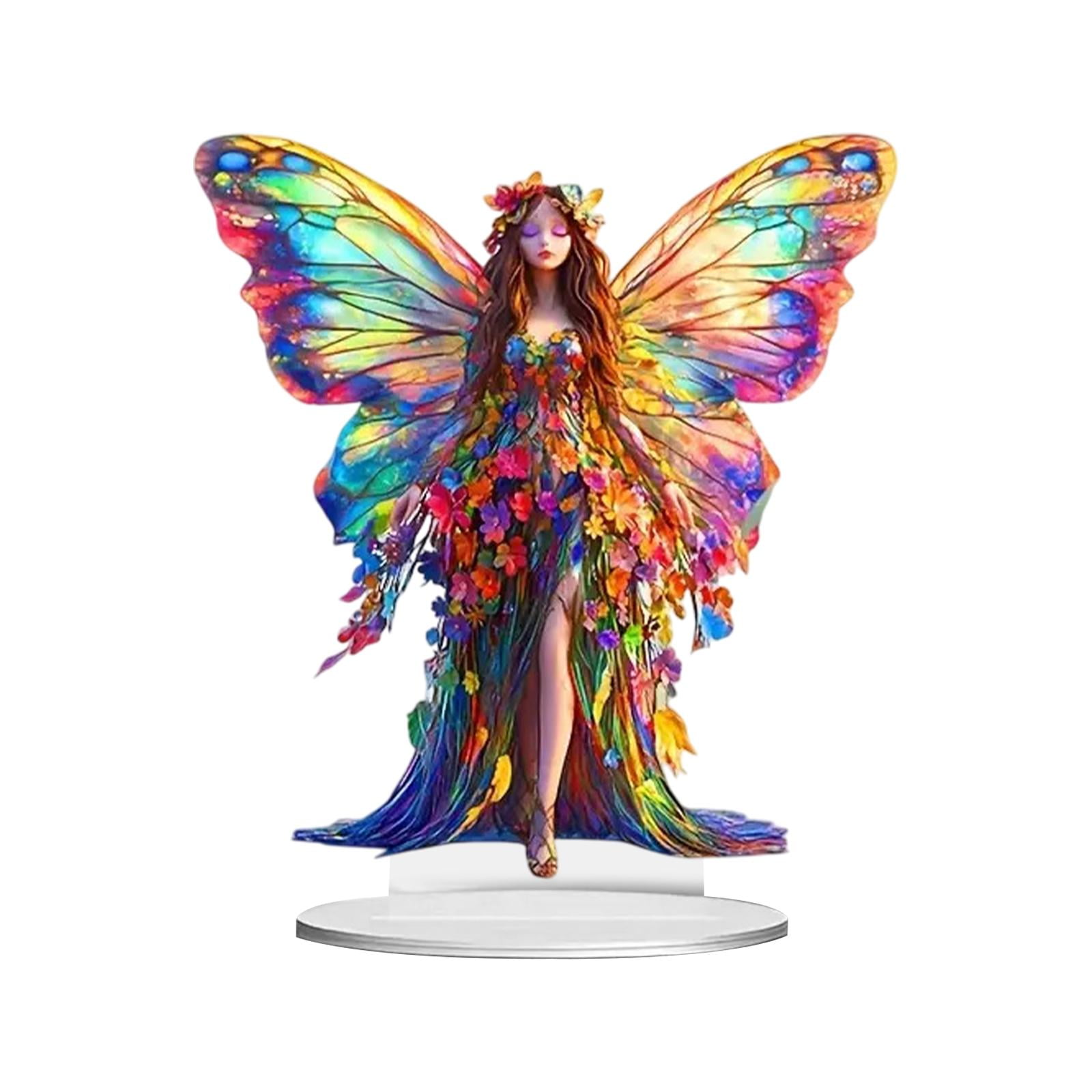 Magideal - Decoración De Hadas 2d Mariposa Decoración De Hadas Decoración Acrílica Obras De Arte De Cumpleaños Adornament Plano Para Mesa Para Mesa De Escritorio
