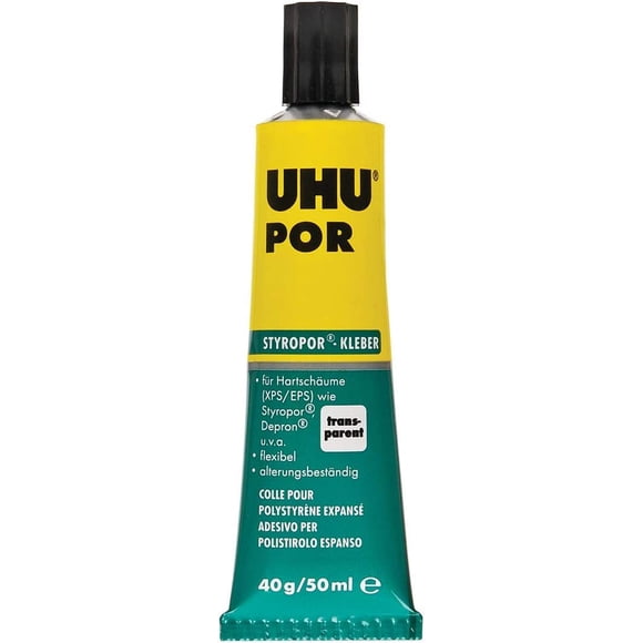 Pegamento UHU POR adhesivo para poliestireno expandido 50 ml, paquete de 2
