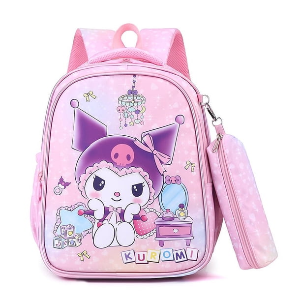 Sanrio Children's School Bag Cute Cartoon Girl Fashion Backpack Kuromi Student Handbag Pencil Case Primary School Student Bags