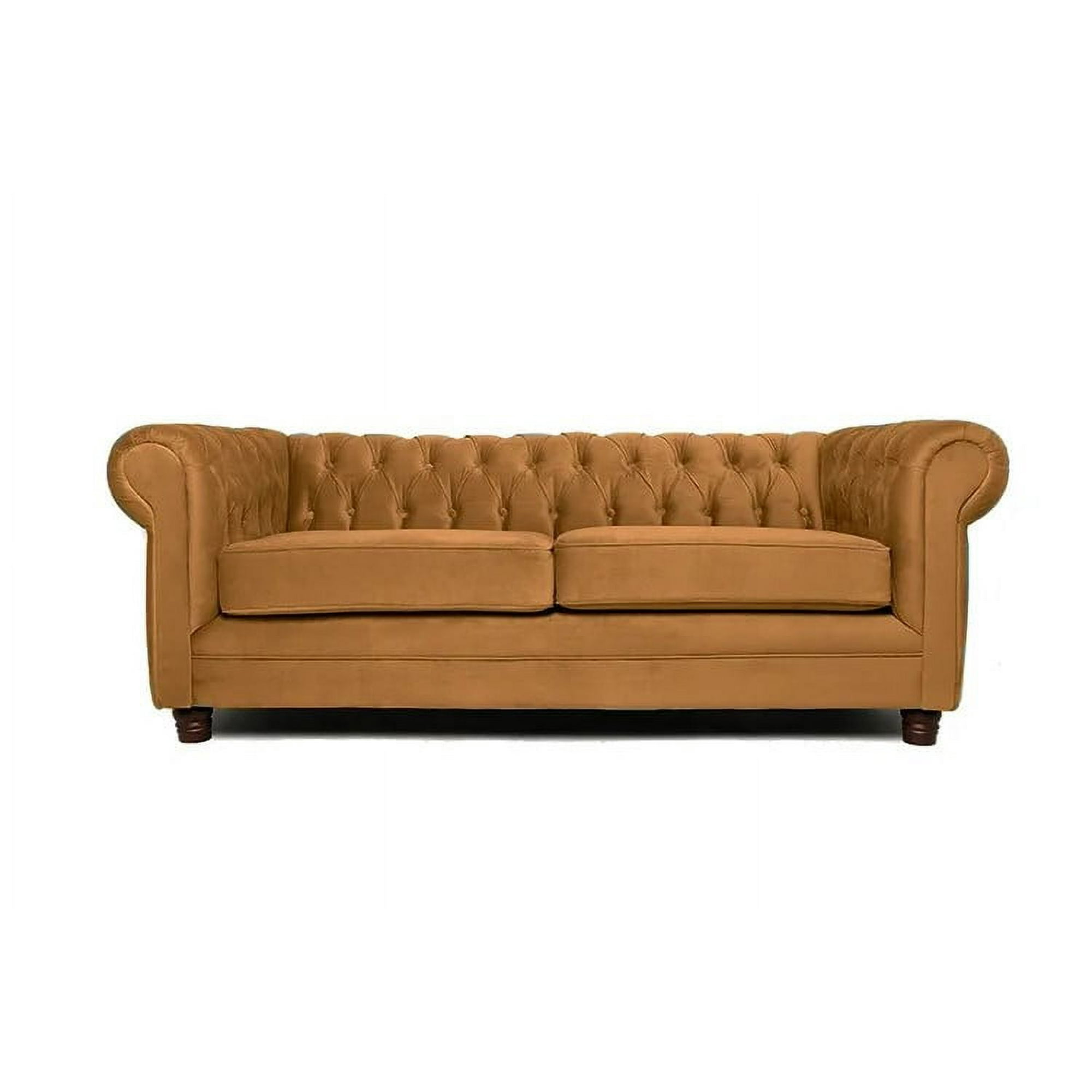 Barra Design - Sofá Chesterfield 3c Felpa Canela