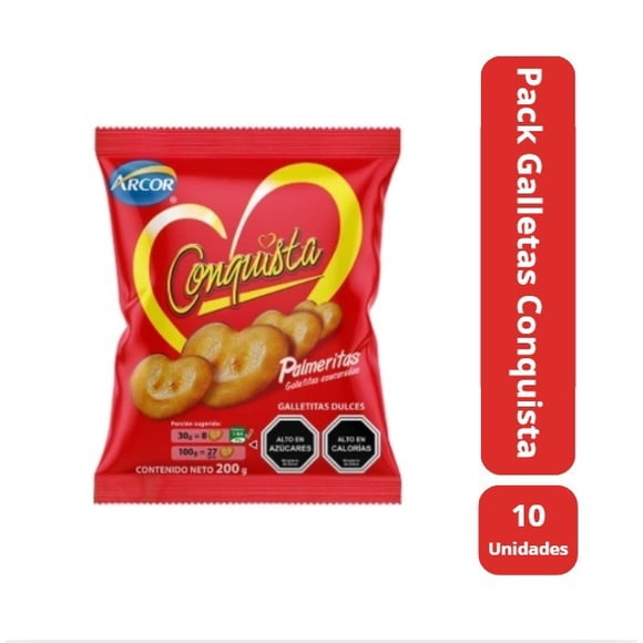 Pack 10 Arcor Galletas Conquista Palmeritas 200 Gramos