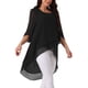 thumbnail image 4 of INSPIRE CHIC Blusa de Chifón para Mujer con Mangas Divididas 3/4 y Dobladillo Asimétrico Túnica Negra 2XL, 4 of 5