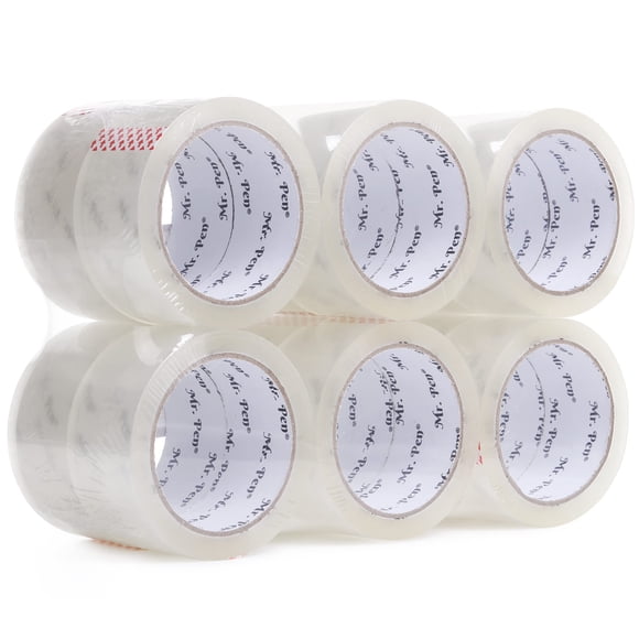 Pack de 12 cajas de recambio transparentes con cinta adhesiva Mr. Pen de 2 cm de ancho y 55 m