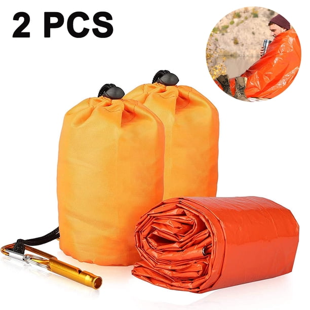Saco de dormir de emergencia con paracord, manta térmica ultraligera e impermeable para emergencias de camping, senderismo y mochilerismo.
